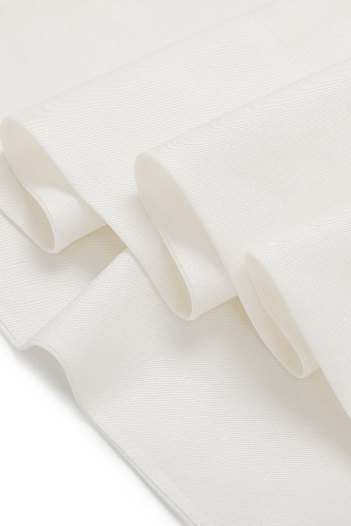 MARYLING White High-Waist A-Line Flared Midi Skirts
