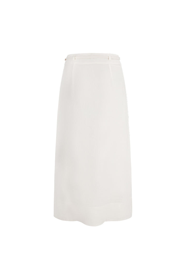 MARYLING White High-Waist A-Line Flared Midi Skirts