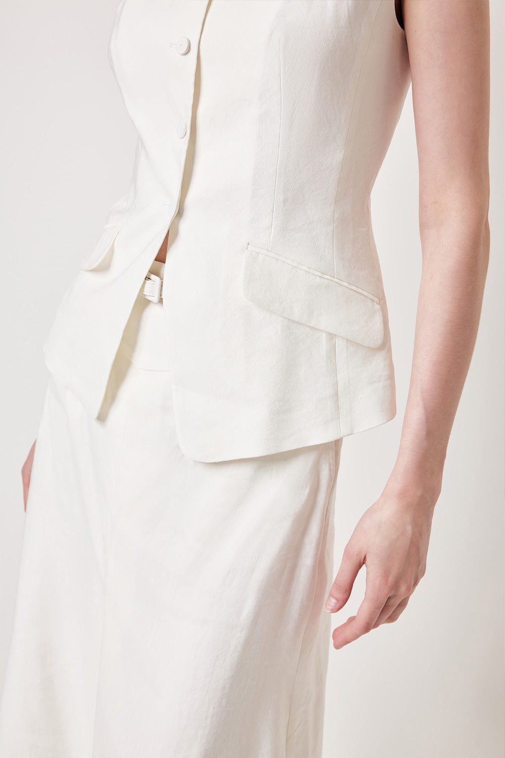 MARYLING White High-Waist A-Line Flared Midi Skirts