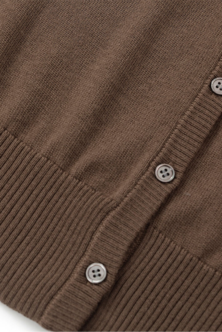 MARYLING Caramel Brown Softly Ribbed Open-Front Long-Sleeve Cardigans