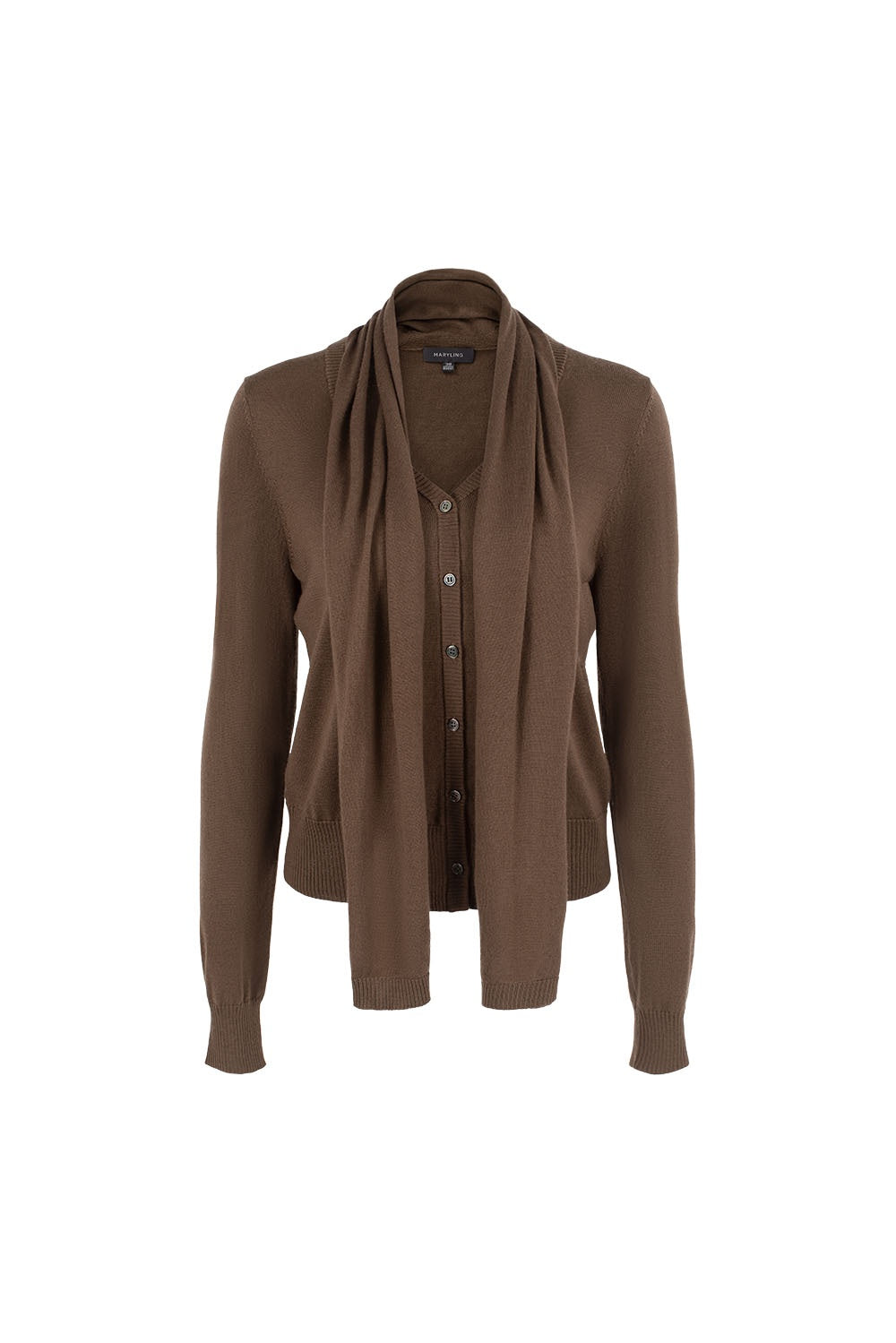 MARYLING Caramel Brown Softly Ribbed Open-Front Long-Sleeve Cardigans