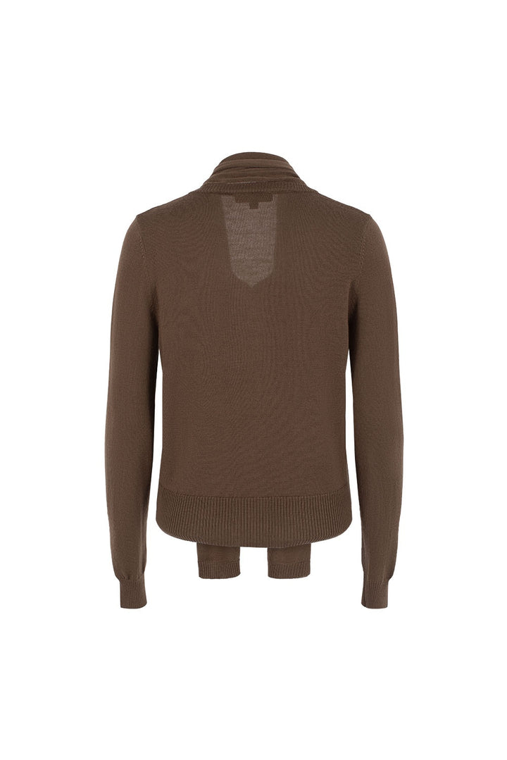 MARYLING Caramel Brown Softly Ribbed Open-Front Long-Sleeve Cardigans