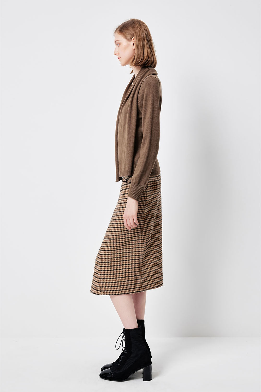 MARYLING Caramel Brown Softly Ribbed Open-Front Long-Sleeve Cardigans