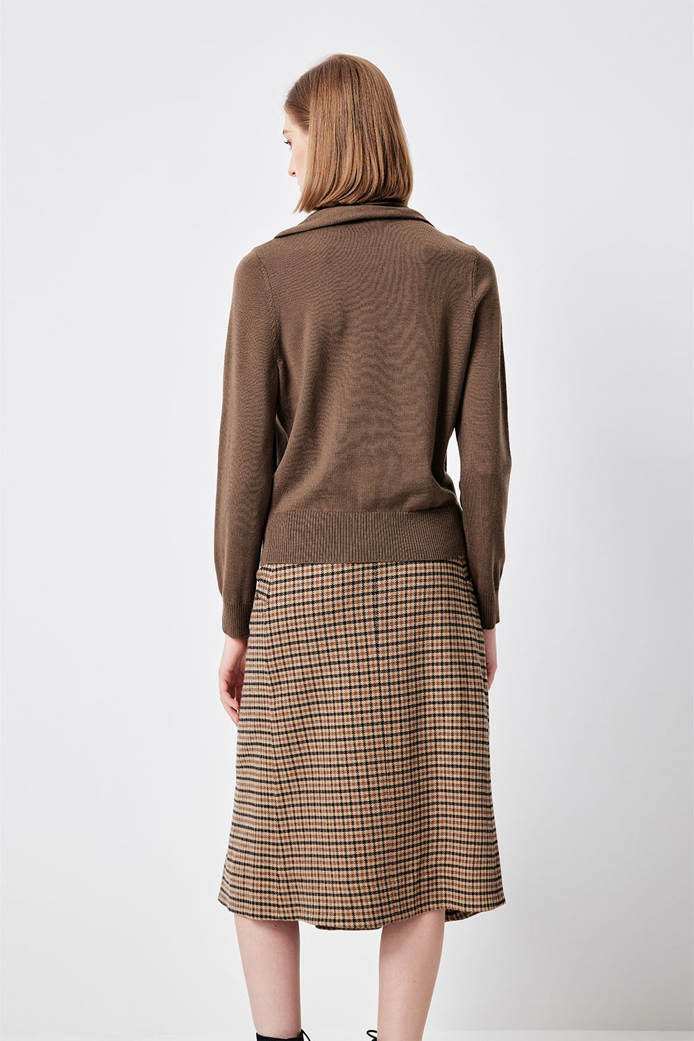 MARYLING Caramel Brown Softly Ribbed Open-Front Long-Sleeve Cardigans