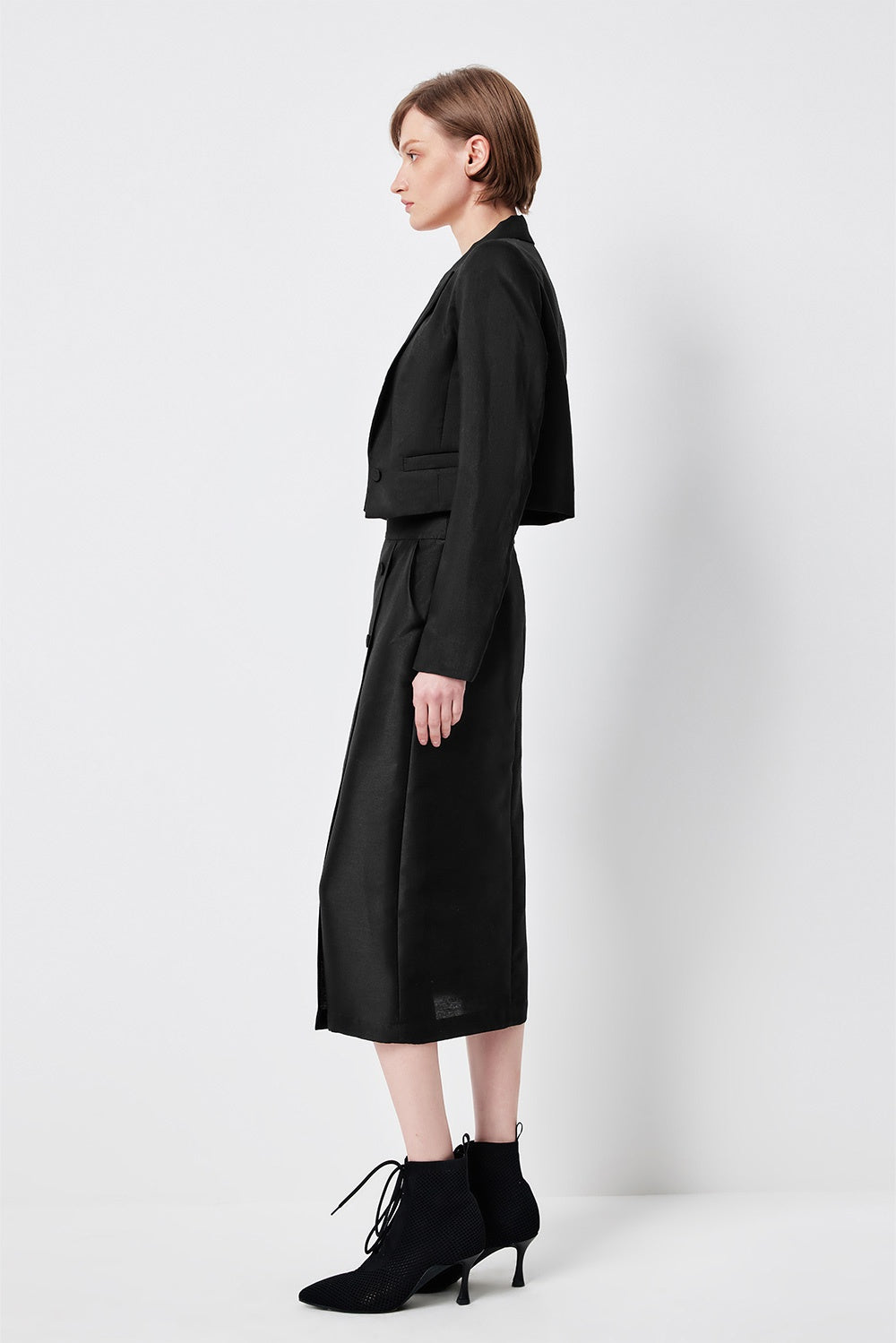 MARYLING Cropped Sculpted-Shoulder Wool-Silk Blend Jackets