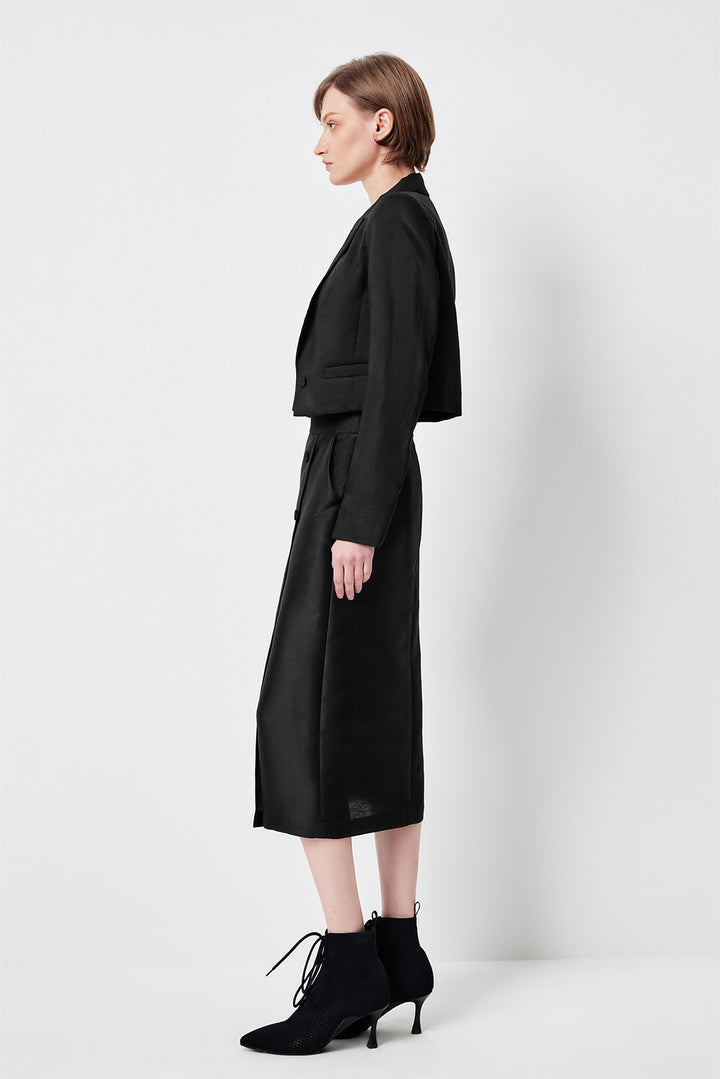 MARYLING Cropped Sculpted-Shoulder Wool-Silk Blend Jackets