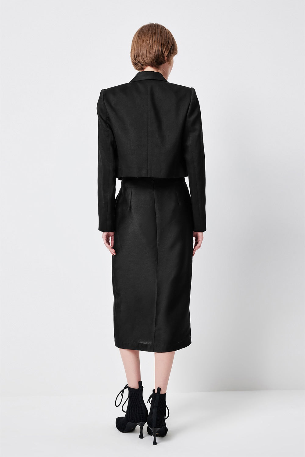 MARYLING Cropped Sculpted-Shoulder Wool-Silk Blend Jackets