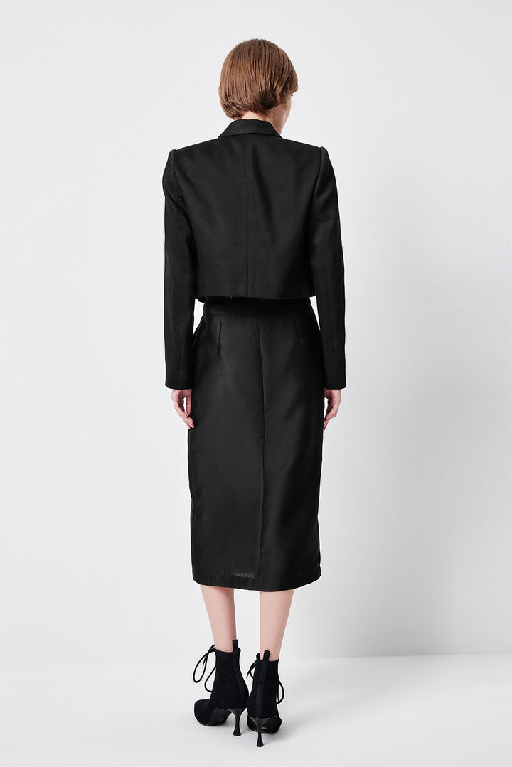 MARYLING Cropped Sculpted-Shoulder Wool-Silk Blend Jackets