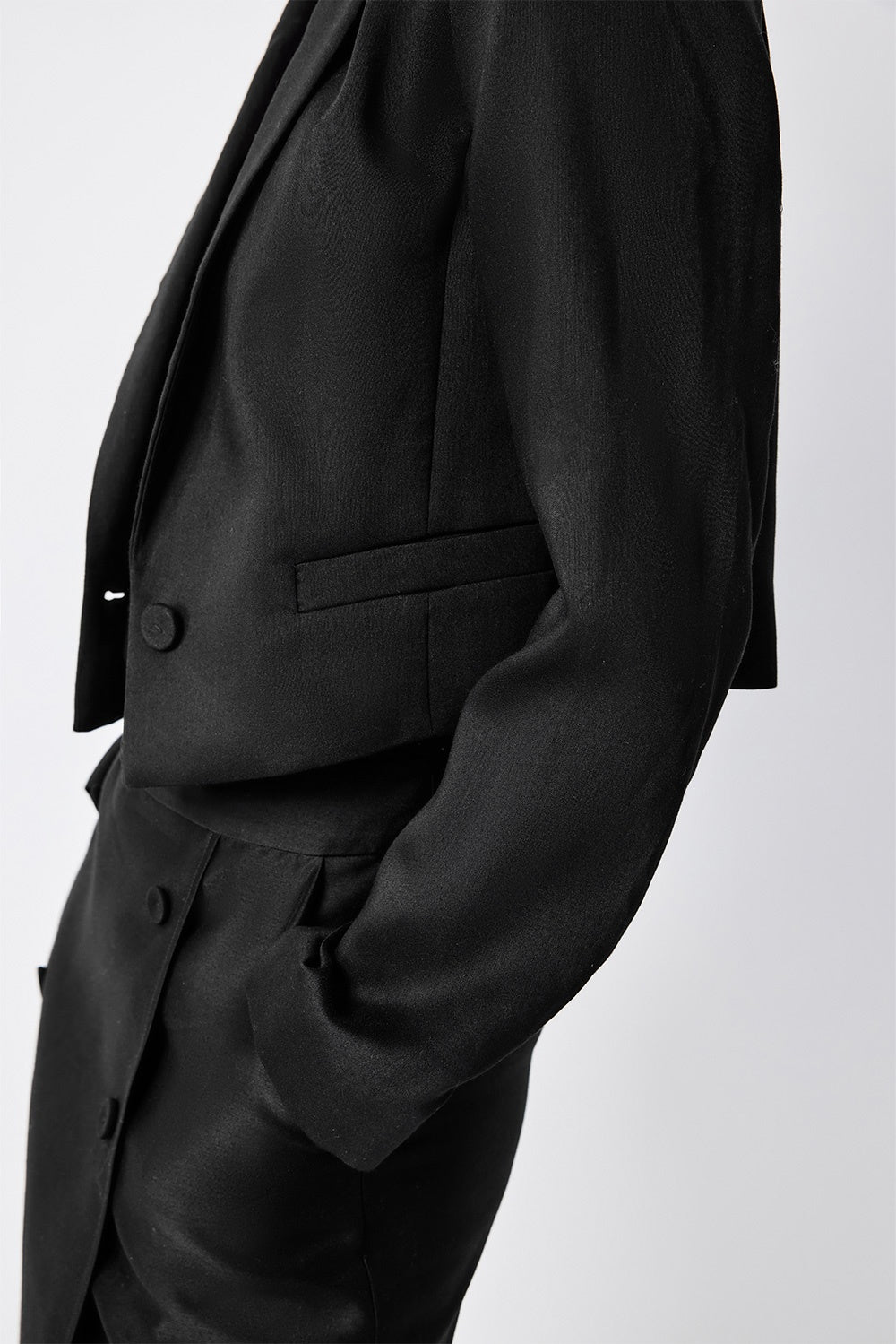 MARYLING Cropped Sculpted-Shoulder Wool-Silk Blend Jackets