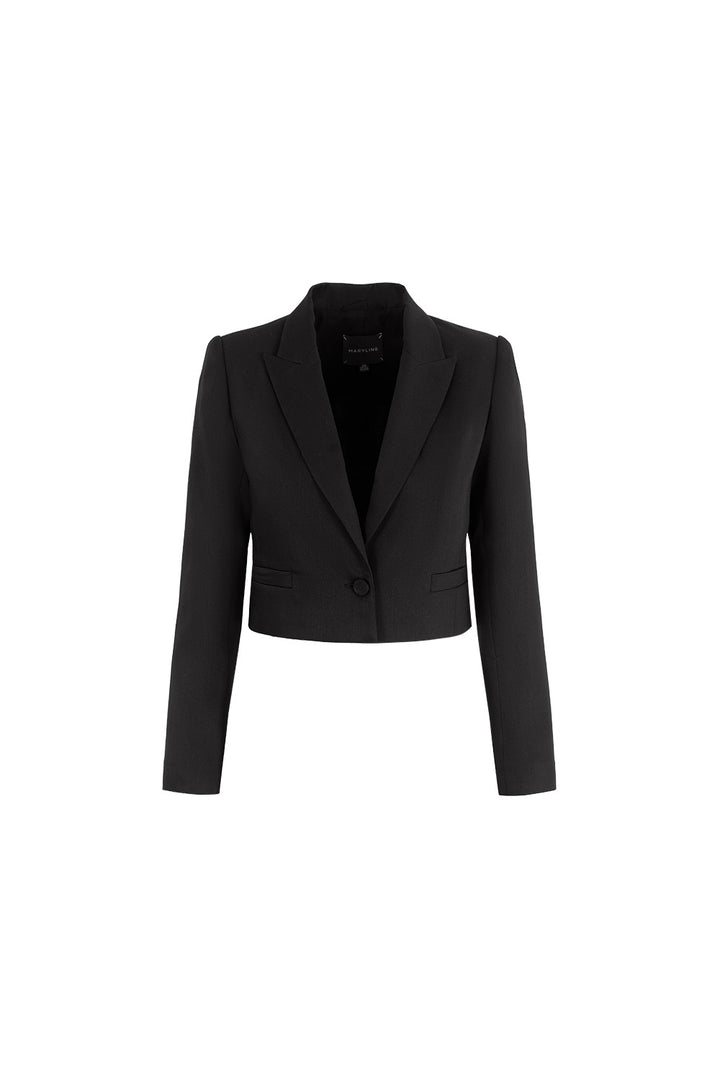 MARYLING Cropped Sculpted-Shoulder Wool-Silk Blend Jackets
