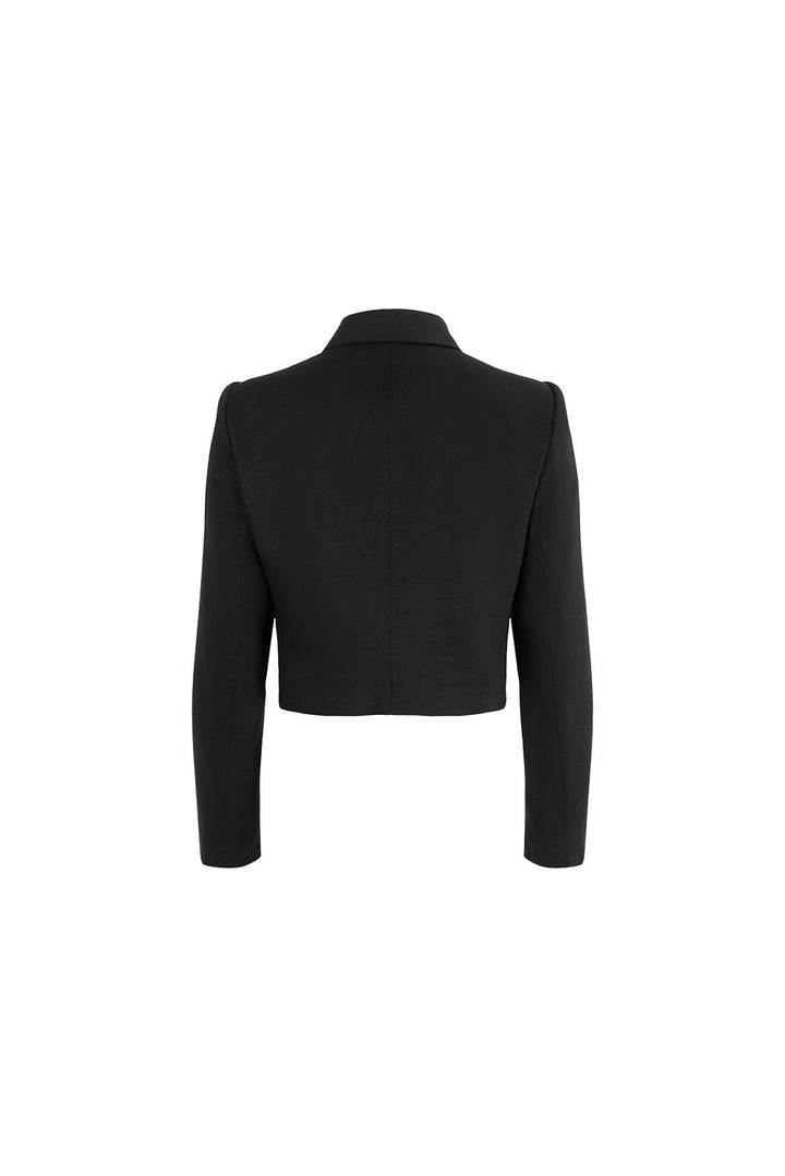 MARYLING Cropped Sculpted-Shoulder Wool-Silk Blend Jackets