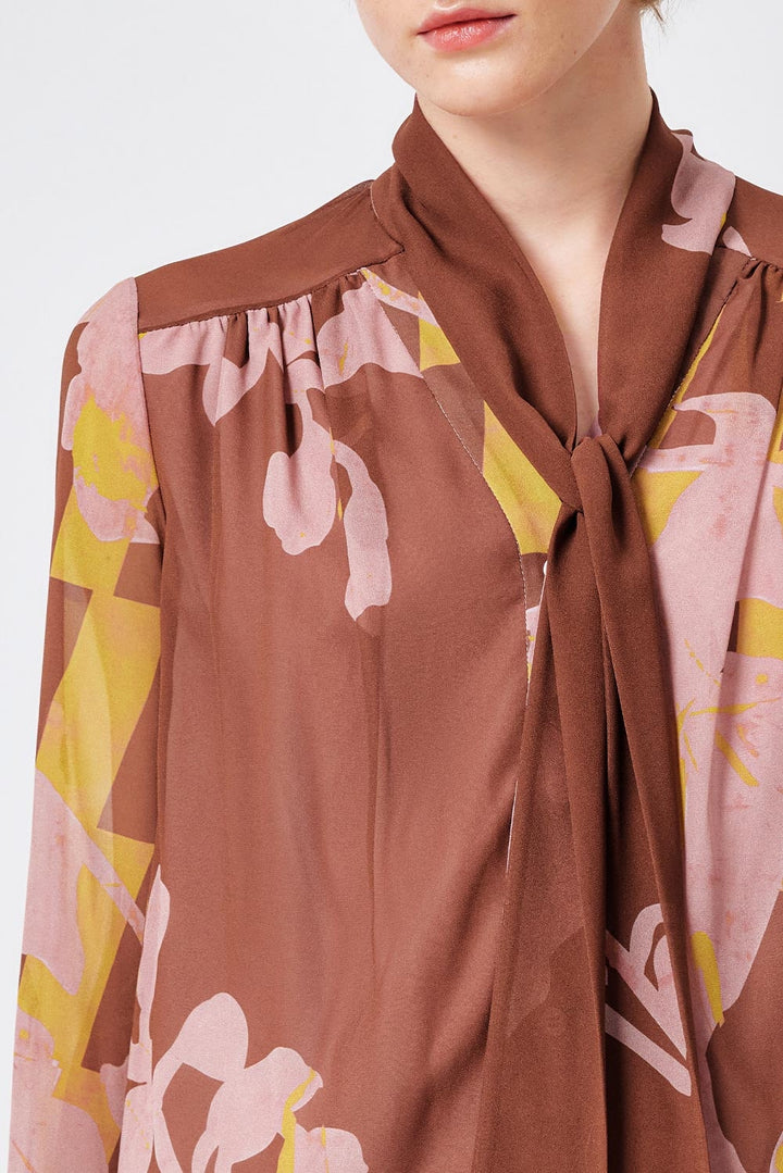 MARYLING Belled Floral Pleated Blouses