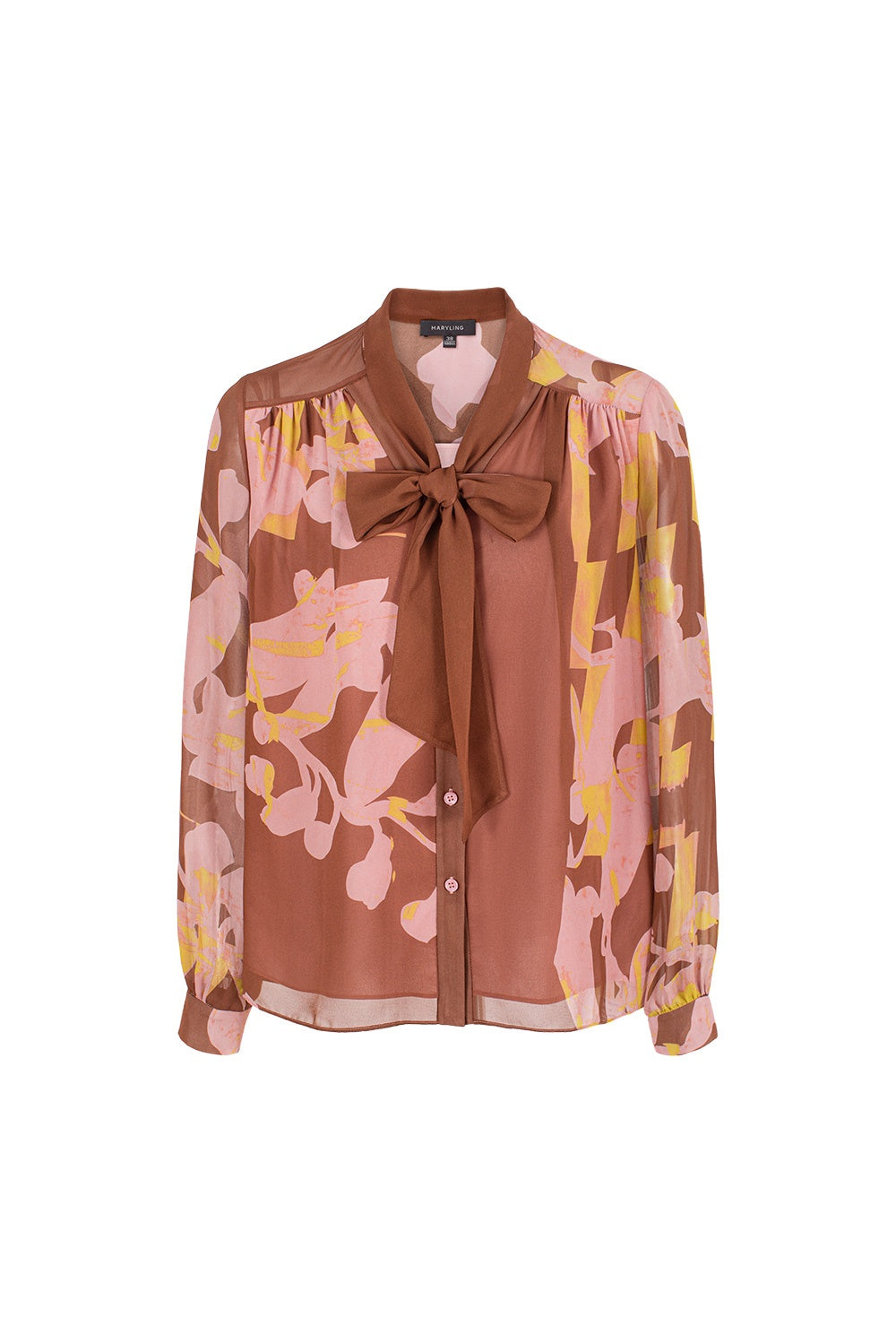 MARYLING Belled Floral Pleated Blouses