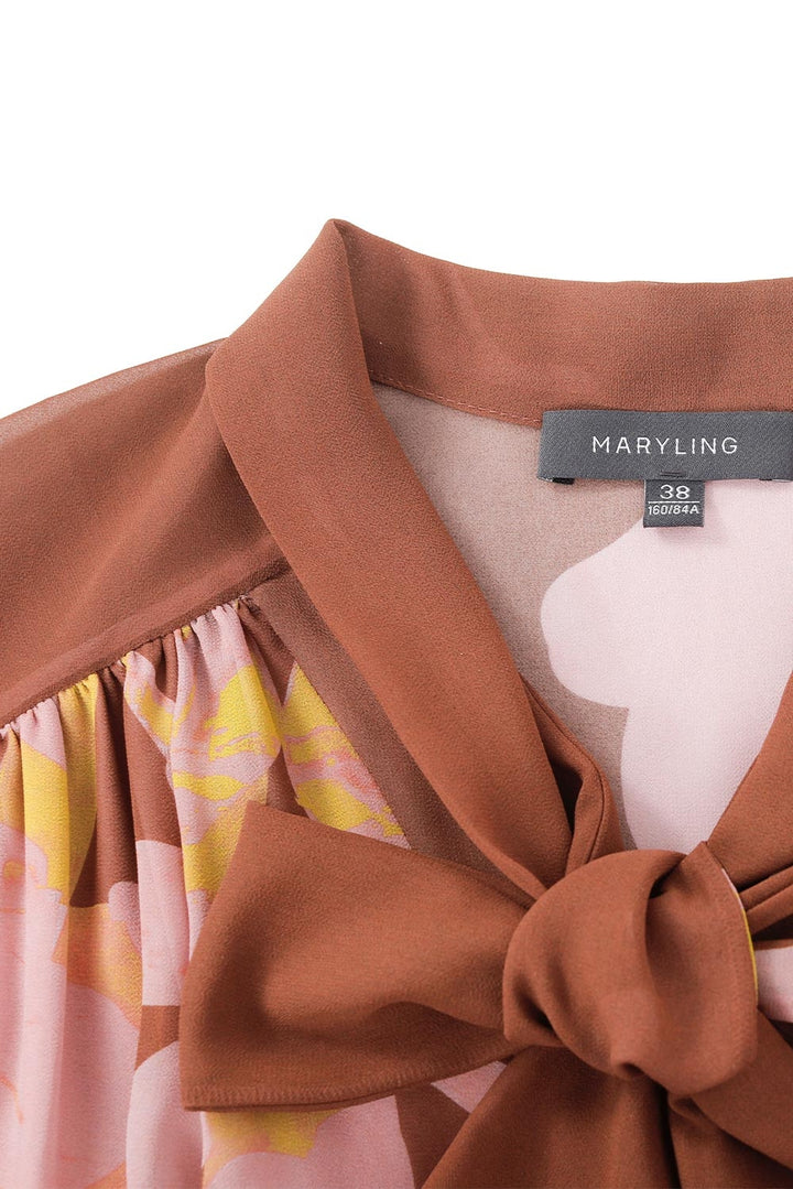 MARYLING Belled Floral Pleated Blouses