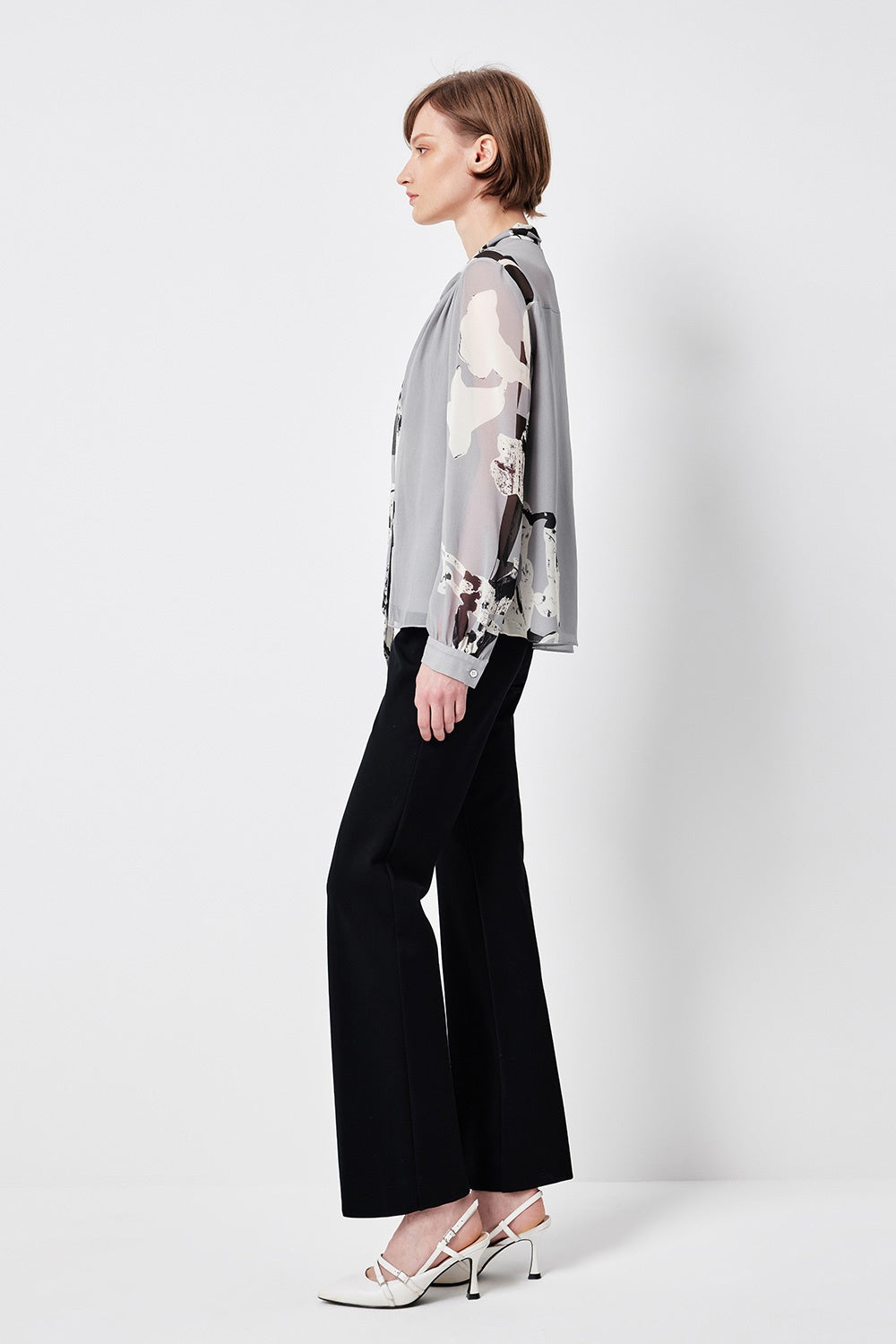 MARYLING Belled Floral Pleated Blouses