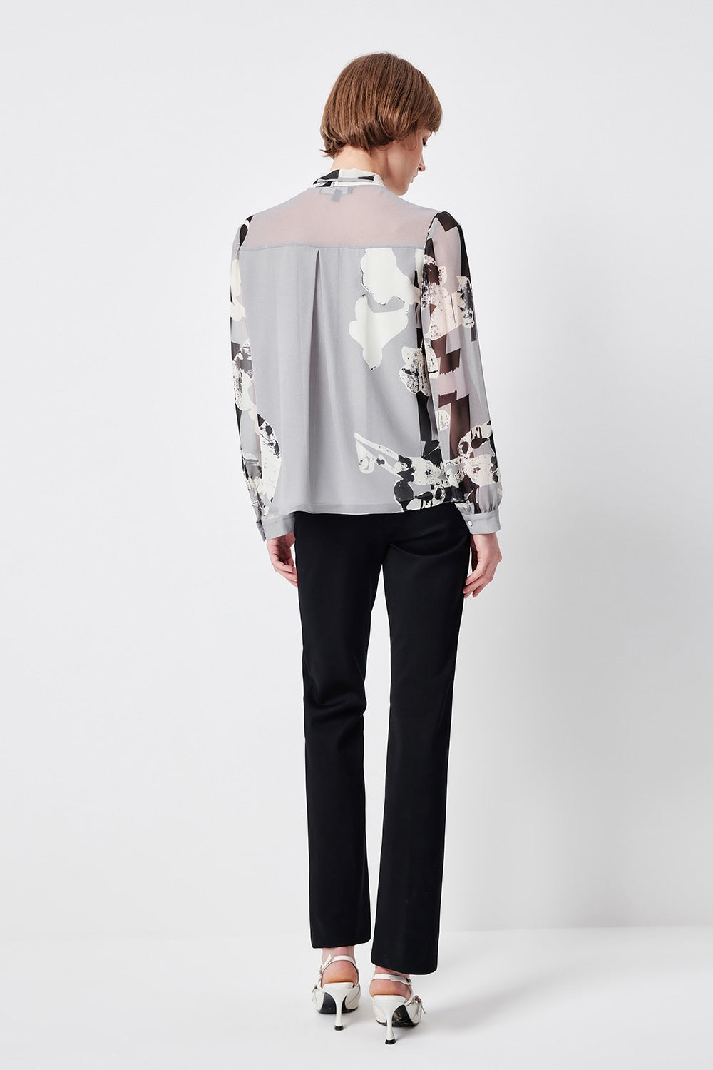 MARYLING Belled Floral Pleated Blouses