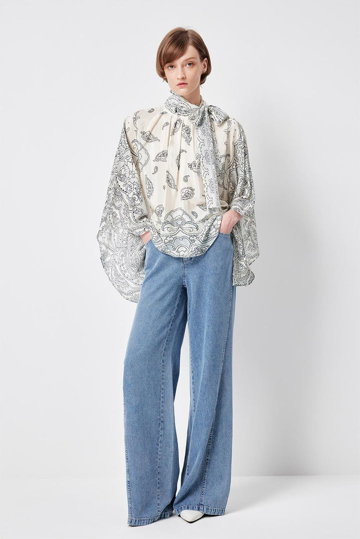 MARYLING Breezy Paisley-Print Relaxed Blouses