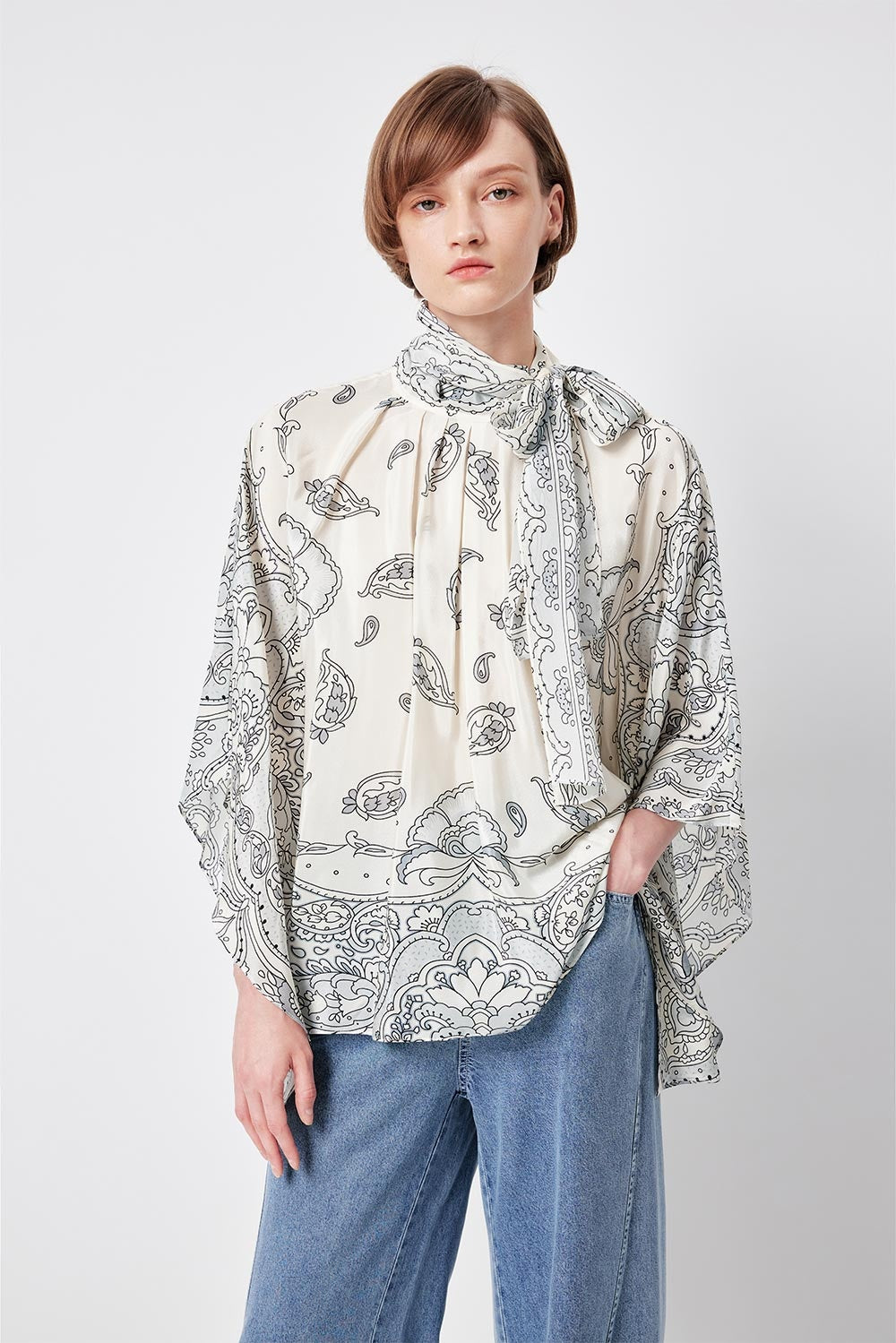 MARYLING Breezy Paisley-Print Relaxed Blouses