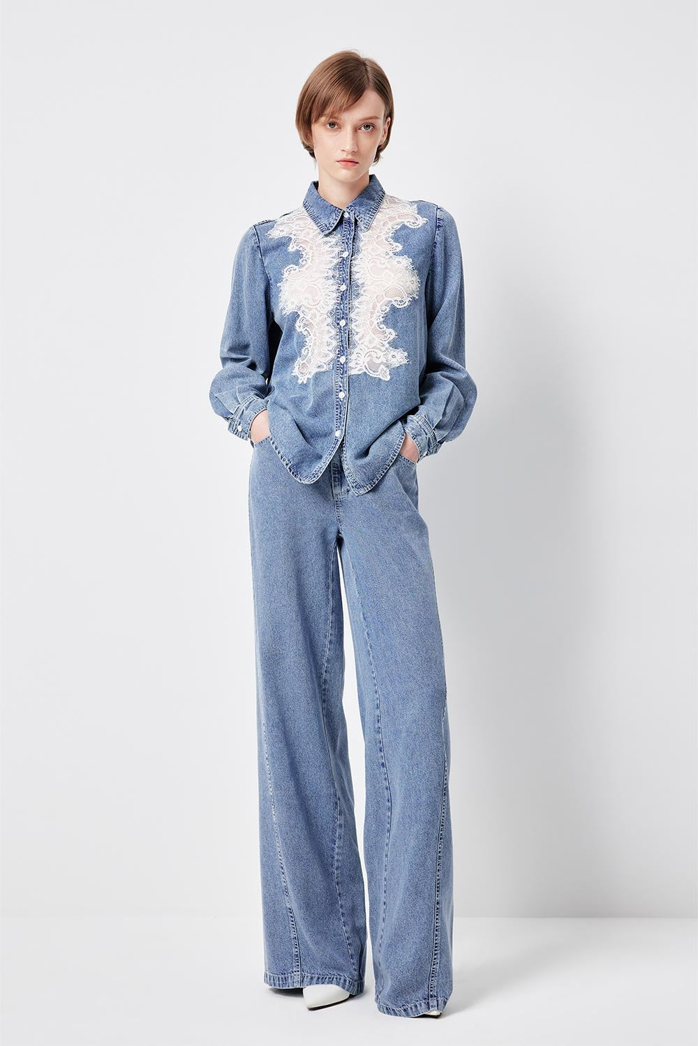 MARYLING Washed Denim Blue Relaxed Jeans