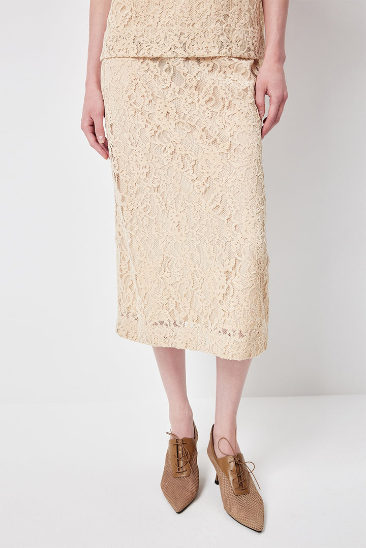 MARYLING Cream Sculpted A-line Skirts