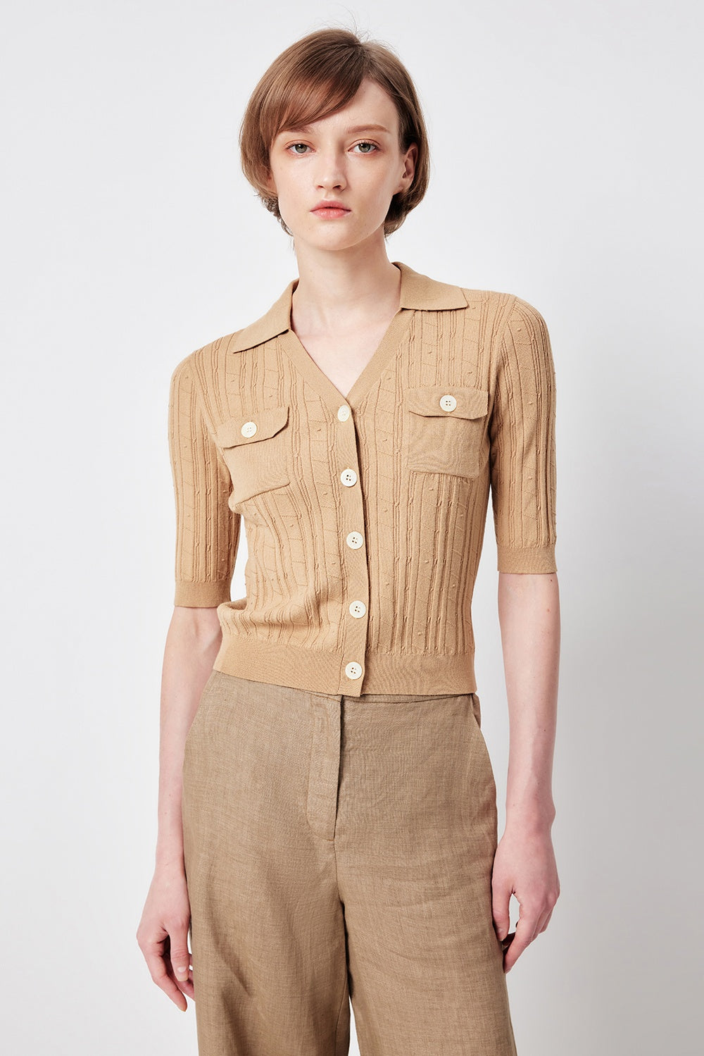 MARYLING Asymmetric Pleated Knit Cardigans