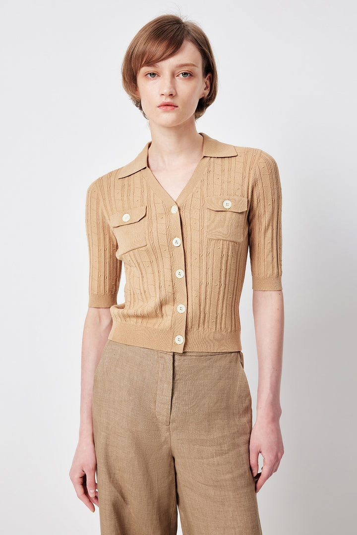 MARYLING Asymmetric Pleated Knit Cardigans
