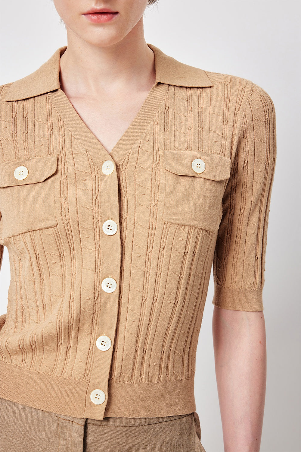 MARYLING Asymmetric Pleated Knit Cardigans