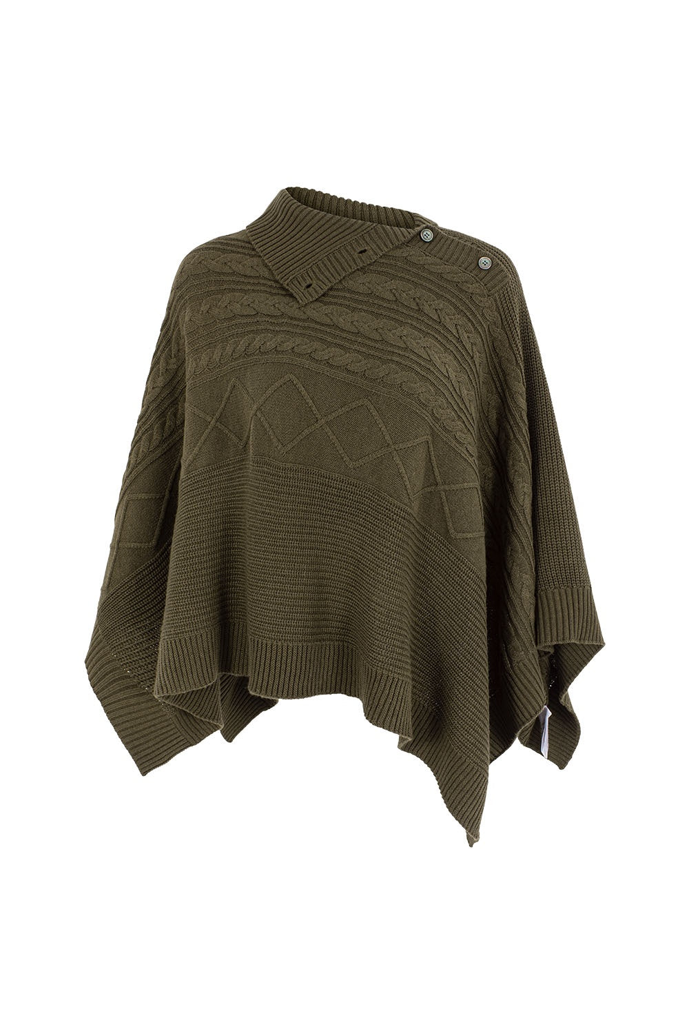 MARYLING Oakwood Draped Asymmetric Knit Cape Sweaters
