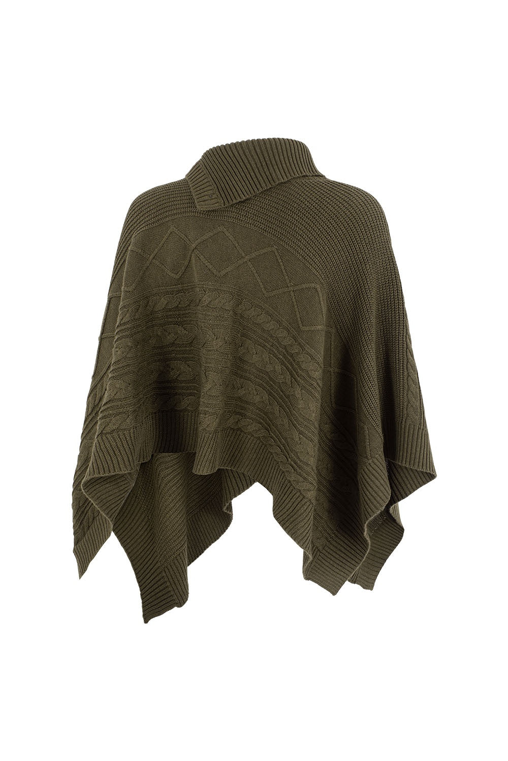 MARYLING Oakwood Draped Asymmetric Knit Cape Sweaters