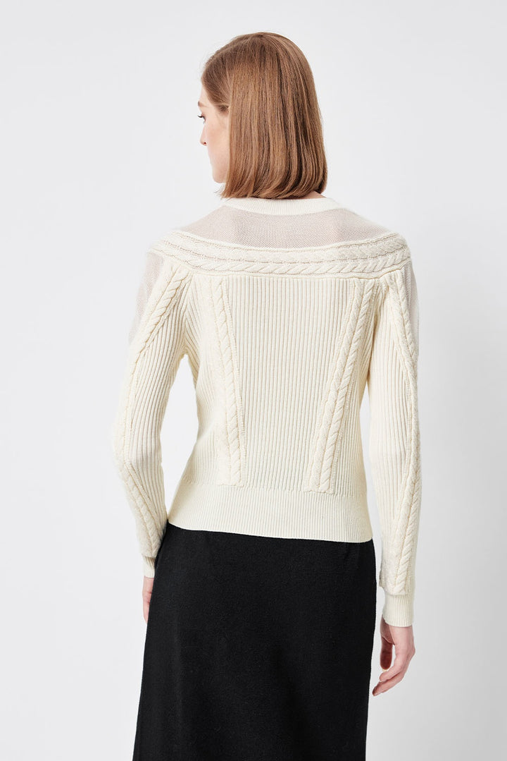 MARYLING Ivory Serene Ribbed Merino-Blend Relaxed Knit Sweaters