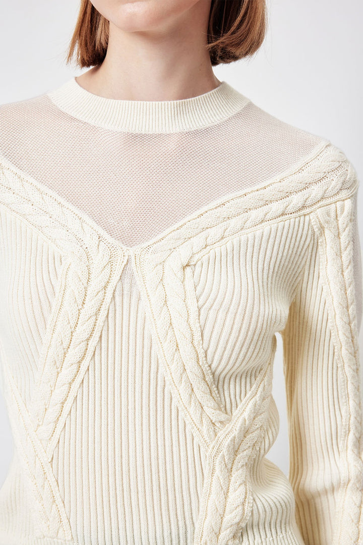 MARYLING Ivory Serene Ribbed Merino-Blend Relaxed Knit Sweaters