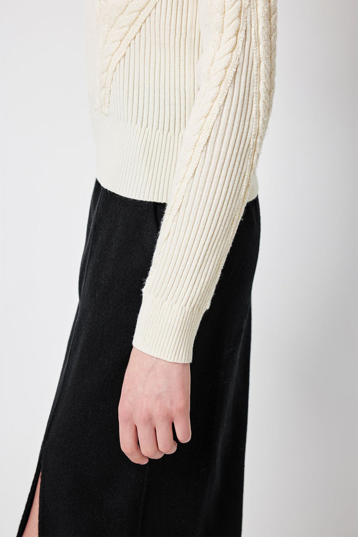 MARYLING Ivory Serene Ribbed Merino-Blend Relaxed Knit Sweaters