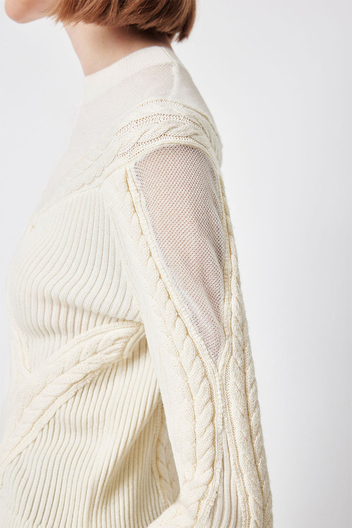 MARYLING Ivory Serene Ribbed Merino-Blend Relaxed Knit Sweaters