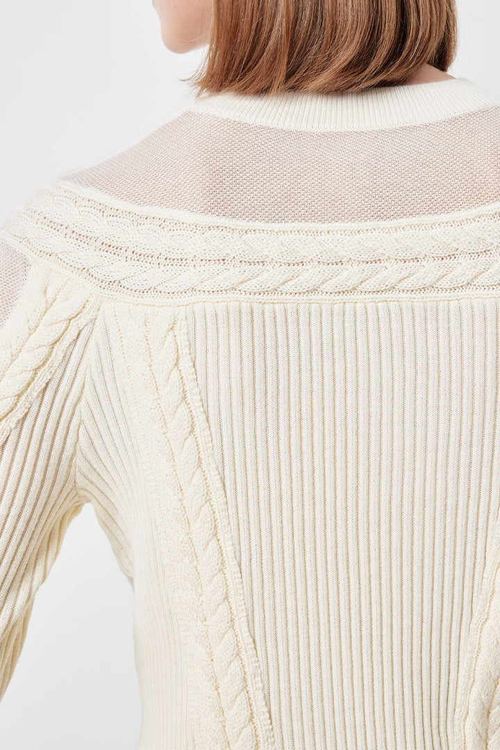 MARYLING Ivory Serene Ribbed Merino-Blend Relaxed Knit Sweaters