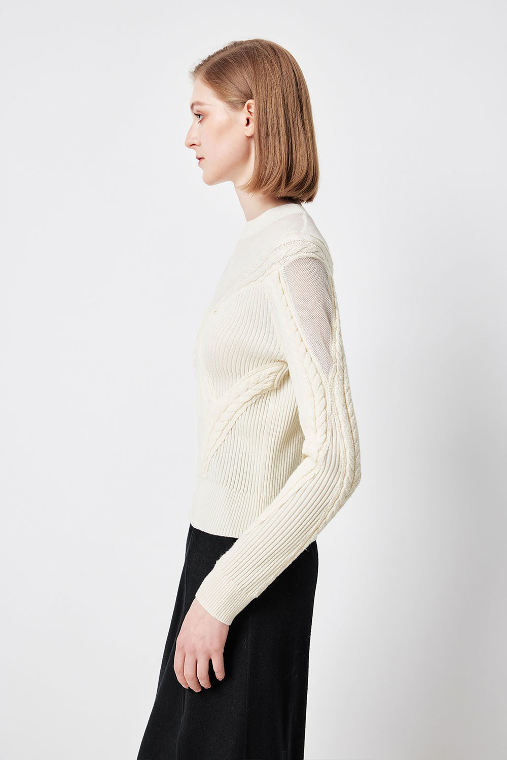 MARYLING Ivory Serene Ribbed Merino-Blend Relaxed Knit Sweaters