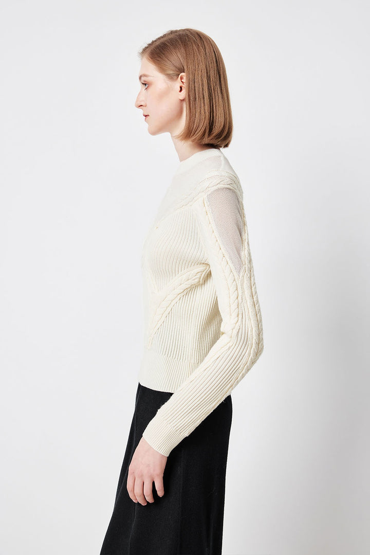 MARYLING Ivory Serene Ribbed Merino-Blend Relaxed Knit Sweaters