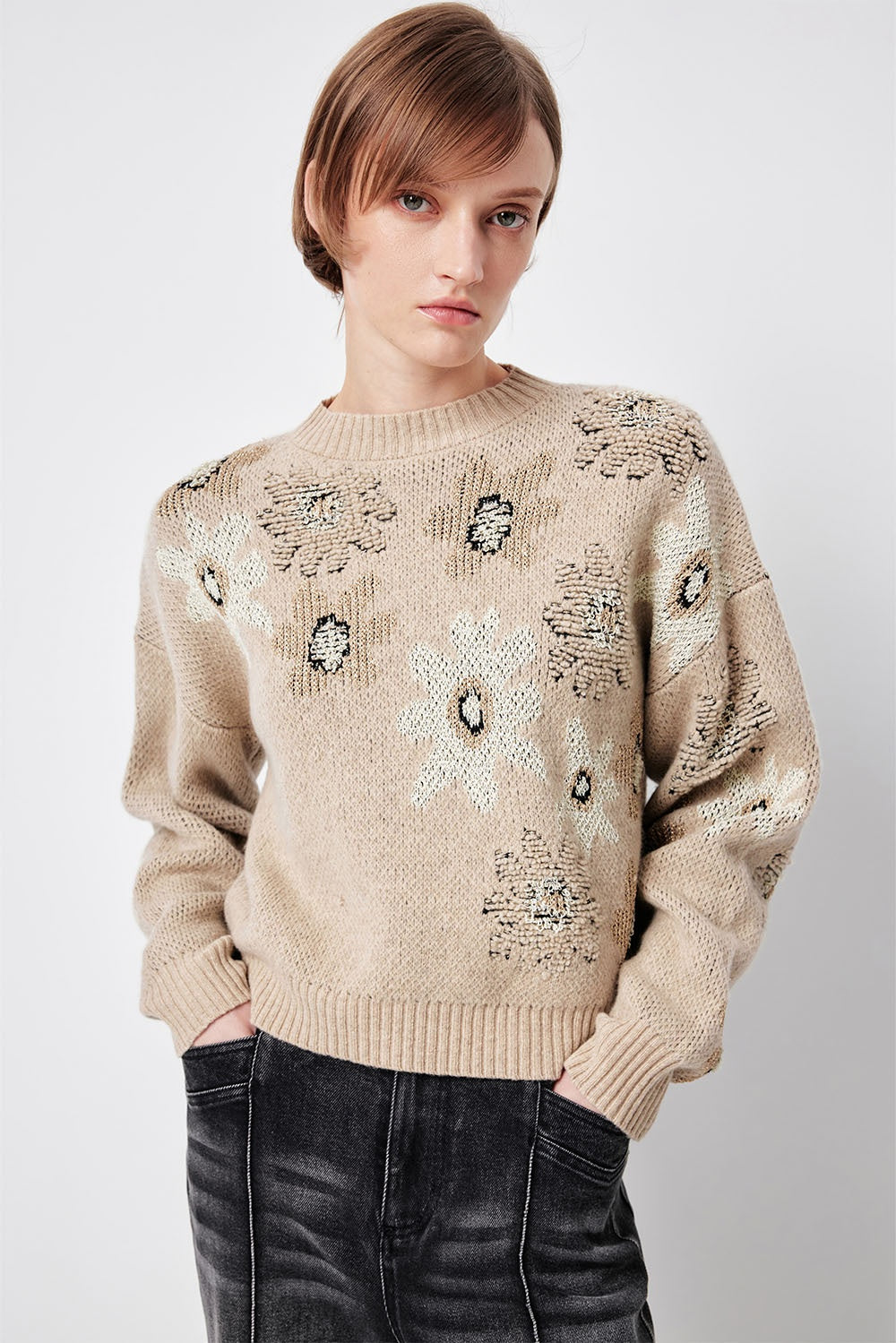 MARYLING Light Camel Cloud-Soft Relaxed Drop-Shoulder Knit Sweaters