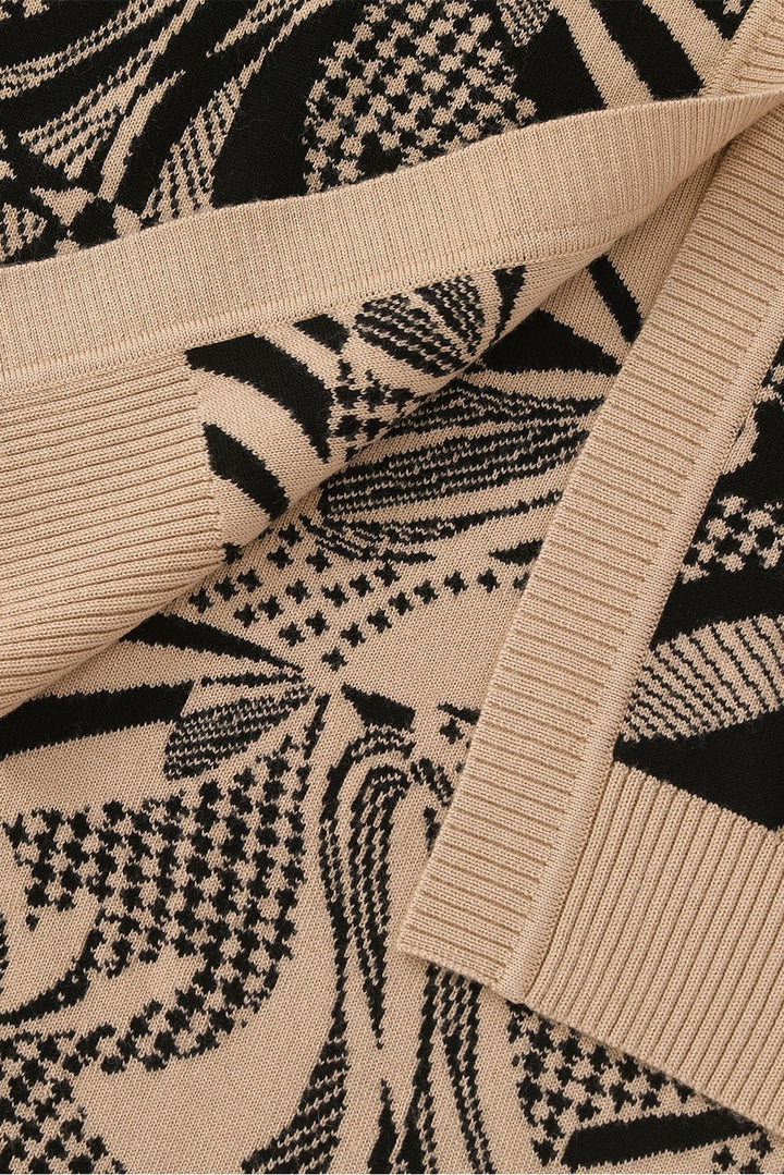 MARYLING Black Coffee Lily of the Valley Botanical Intarsia Relaxed Knit Sweaters