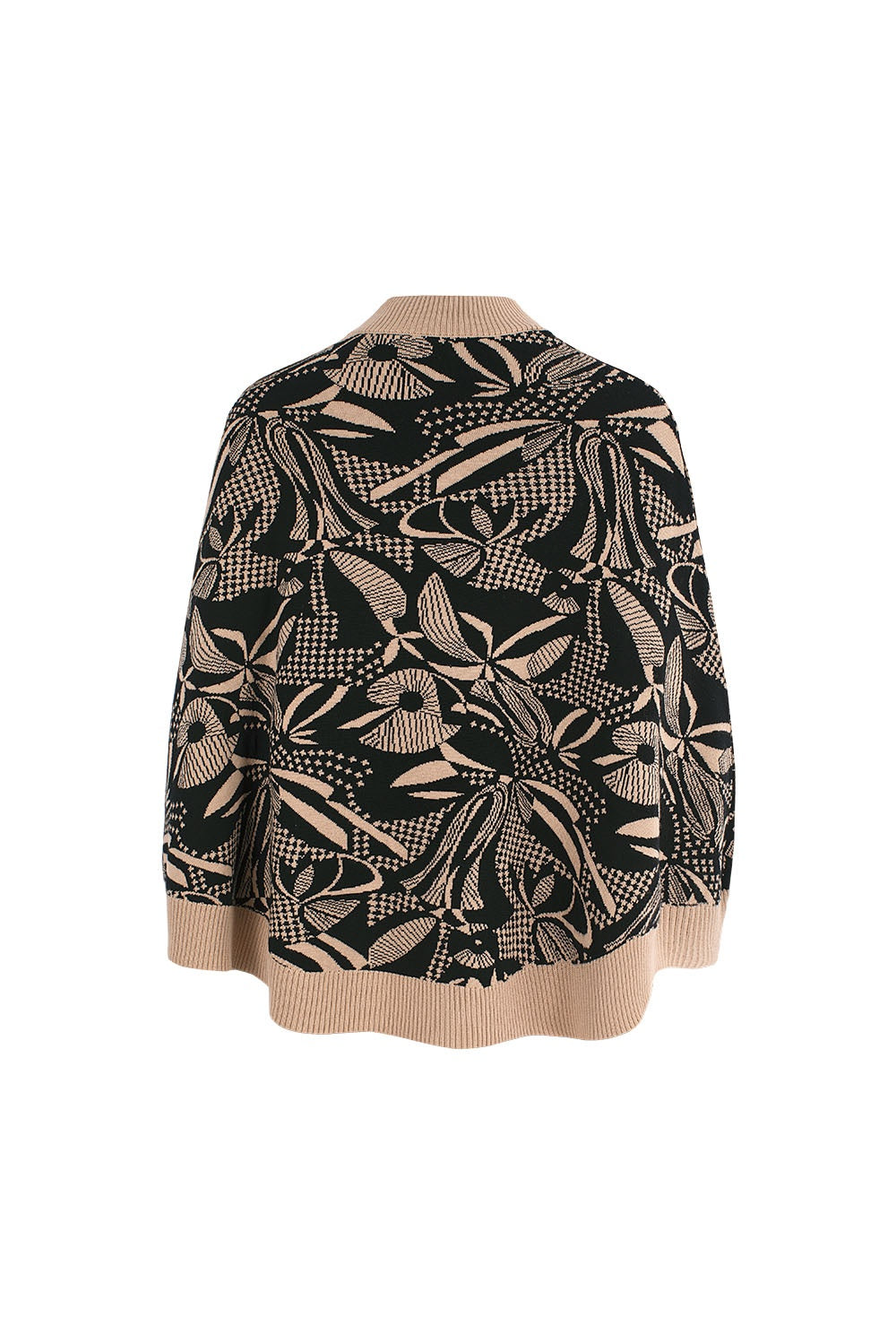 MARYLING Black Coffee Lily of the Valley Botanical Intarsia Relaxed Knit Sweaters