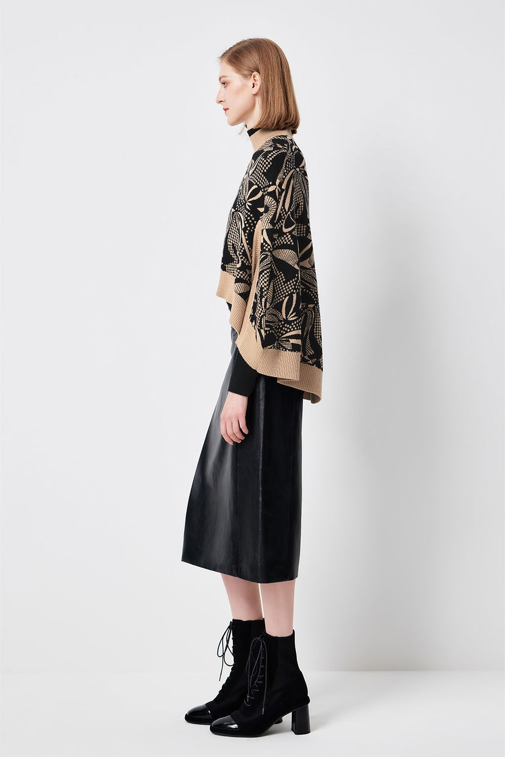 MARYLING Black Coffee Lily of the Valley Botanical Intarsia Relaxed Knit Sweaters