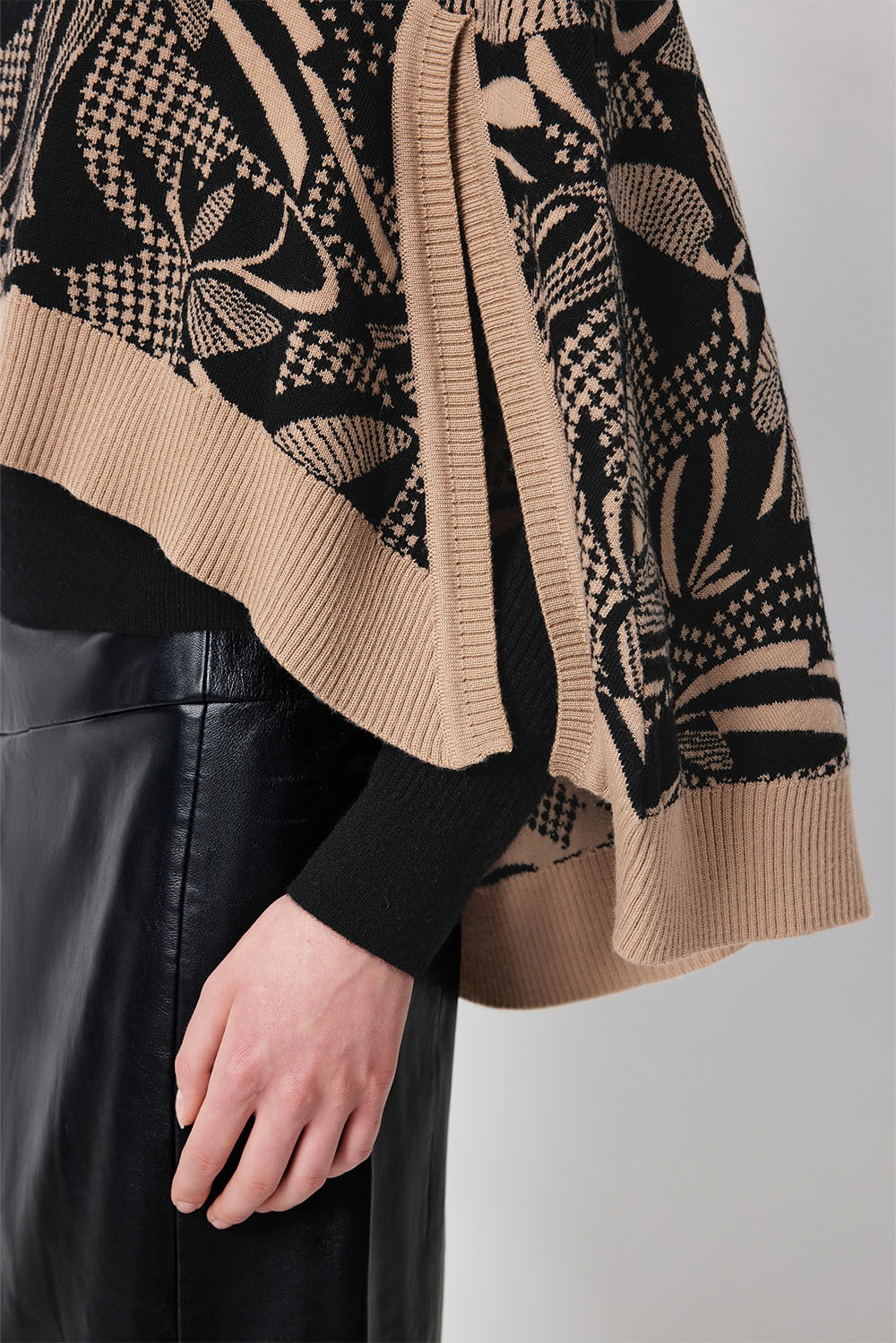 MARYLING Black Coffee Lily of the Valley Botanical Intarsia Relaxed Knit Sweaters