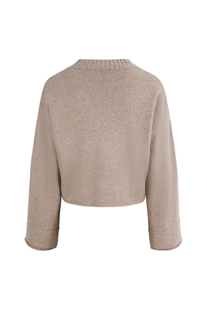 MARYLING Oatmeal Soft-Cloud Oversized Drop-Shoulder Knit Sweaters