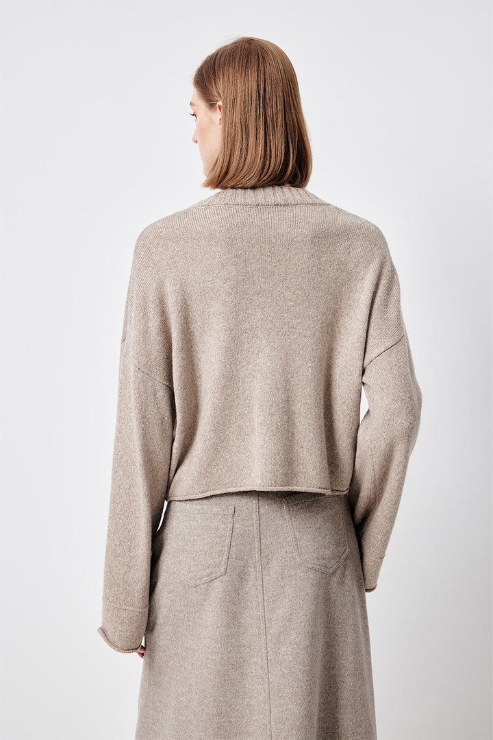 MARYLING Oatmeal Soft-Cloud Oversized Drop-Shoulder Knit Sweaters