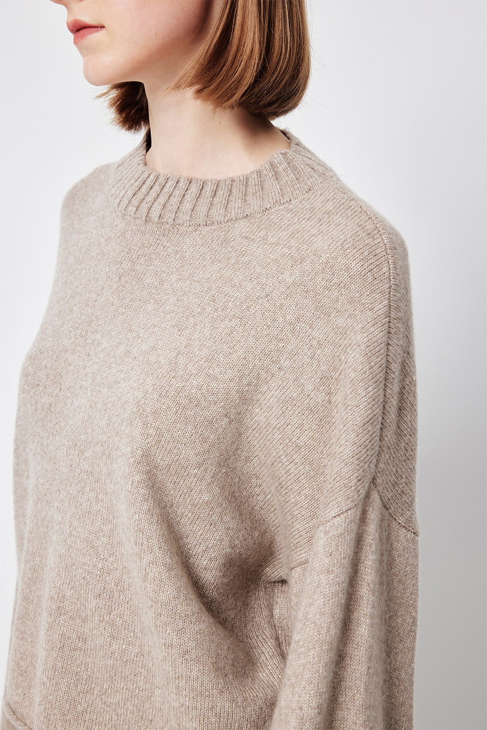 MARYLING Oatmeal Soft-Cloud Oversized Drop-Shoulder Knit Sweaters