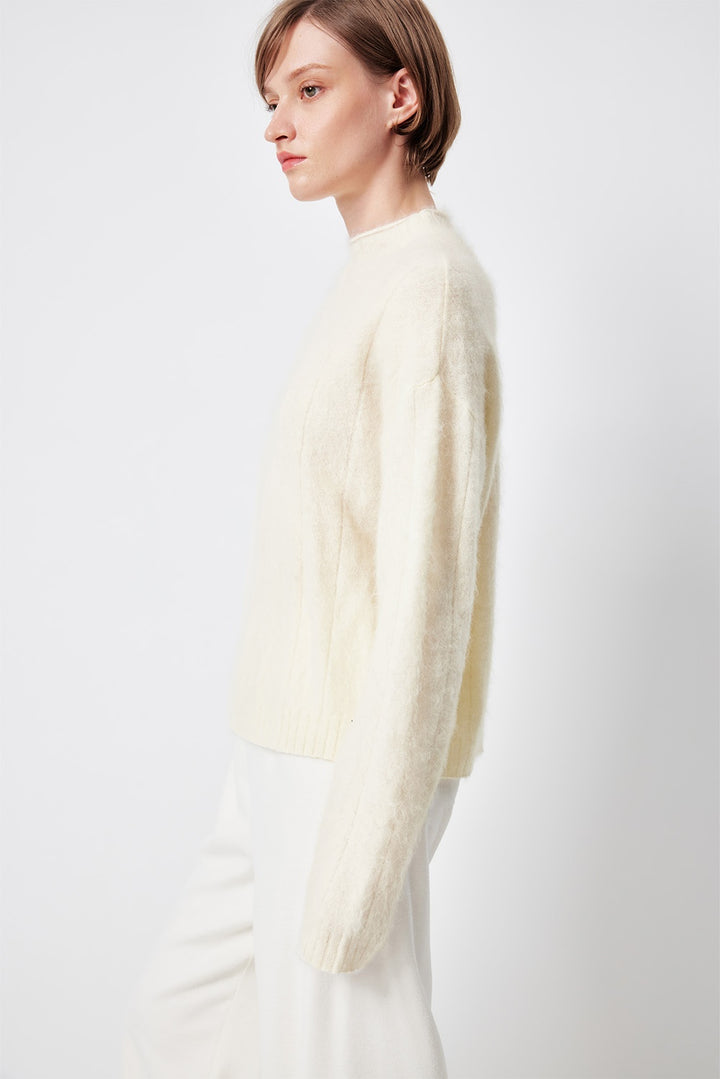 MARYLING Ivory Softly Draped Relaxed Drop-Shoulder Knit Sweaters