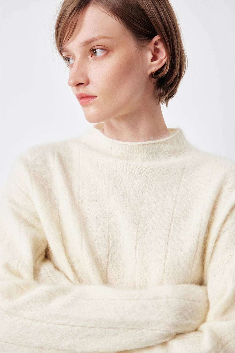 MARYLING Ivory Softly Draped Relaxed Drop-Shoulder Knit Sweaters