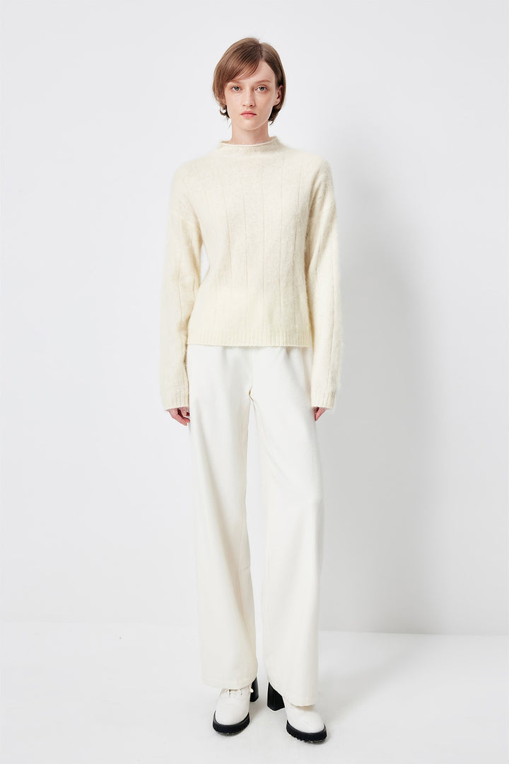 MARYLING Ivory Softly Draped Relaxed Drop-Shoulder Knit Sweaters
