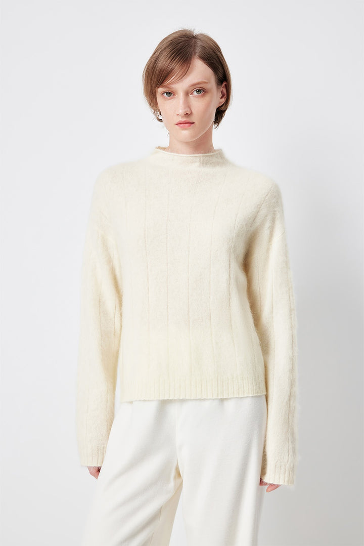 MARYLING Ivory Softly Draped Relaxed Drop-Shoulder Knit Sweaters
