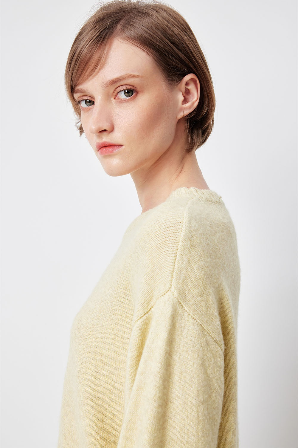 MARYLING Pale Mustard Serene Cloud-Soft Relaxed-Fit Knit Sweaters