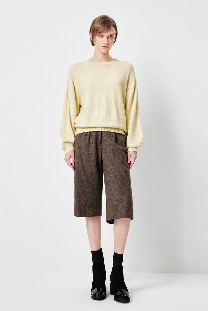 MARYLING Pale Mustard Serene Cloud-Soft Relaxed-Fit Knit Sweaters